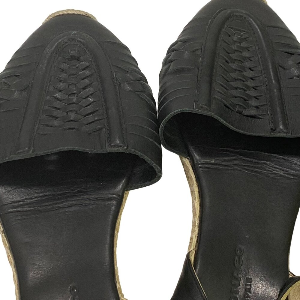 Club Monaco Black Espadrille Sandals Boho Ankle Strap Made in Spain Size 39 - Picture 9 of 13
